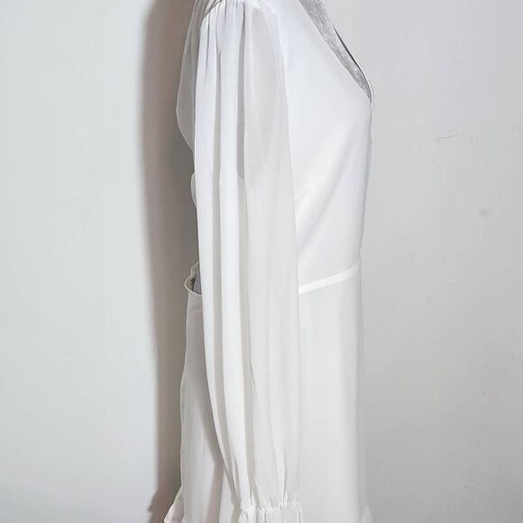 Lulus White Ruffled Hem Mini Dress with Open Back NWT Size Small - Picture 6 of 11